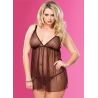 Babydoll Corazones, 3X-4X, Negro