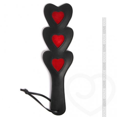 Paddle Heart en Cuero [Negro-Rojo]